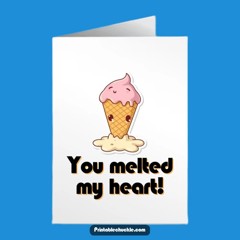 Free Printable Silly Congratulations Card: Melting Ice Cream Digital Greeting for Any Win