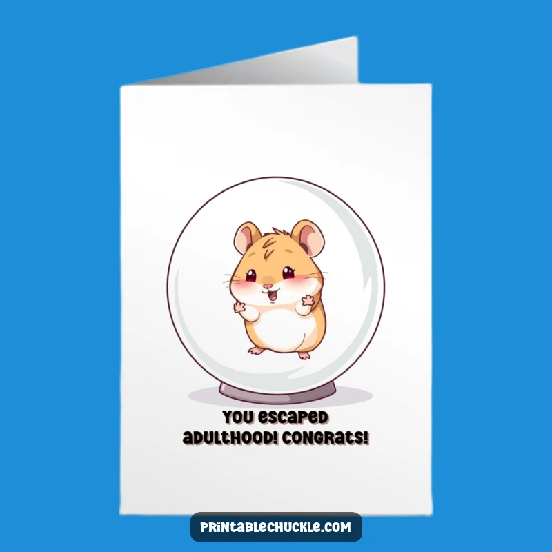 Free Printable Congrats Card: Hamster Escapes, Hilarious DIY Downloadable Gift for Success