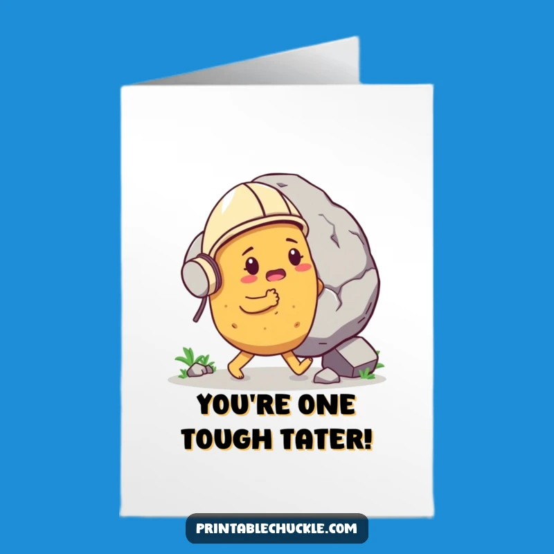 Free Printable Funny Congrats Card: Potato Boulder Push Downloadable Gift
