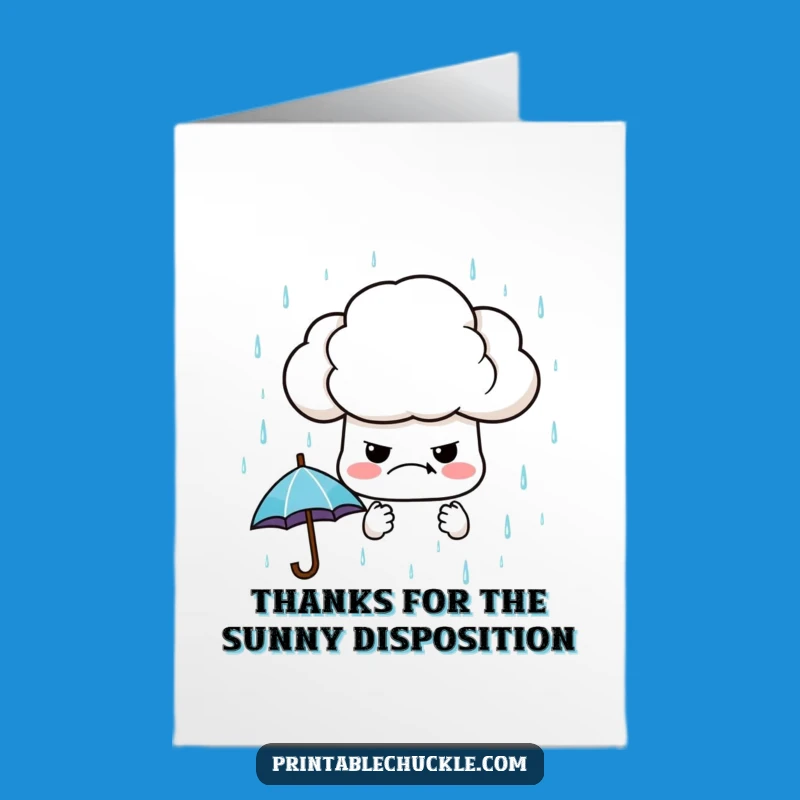 Free Printable Grumpy Cloud Thank You Card: Funny Downloadable Gift for Appreciation