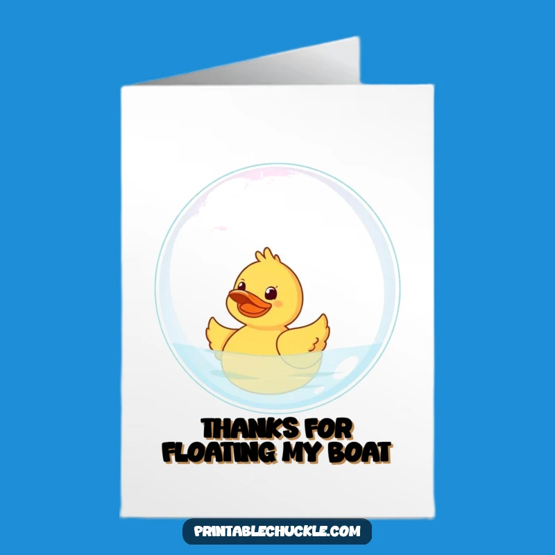 Free Printable Thank You Card: Duck's Bubble Gratitude Funny Downloadable Gift