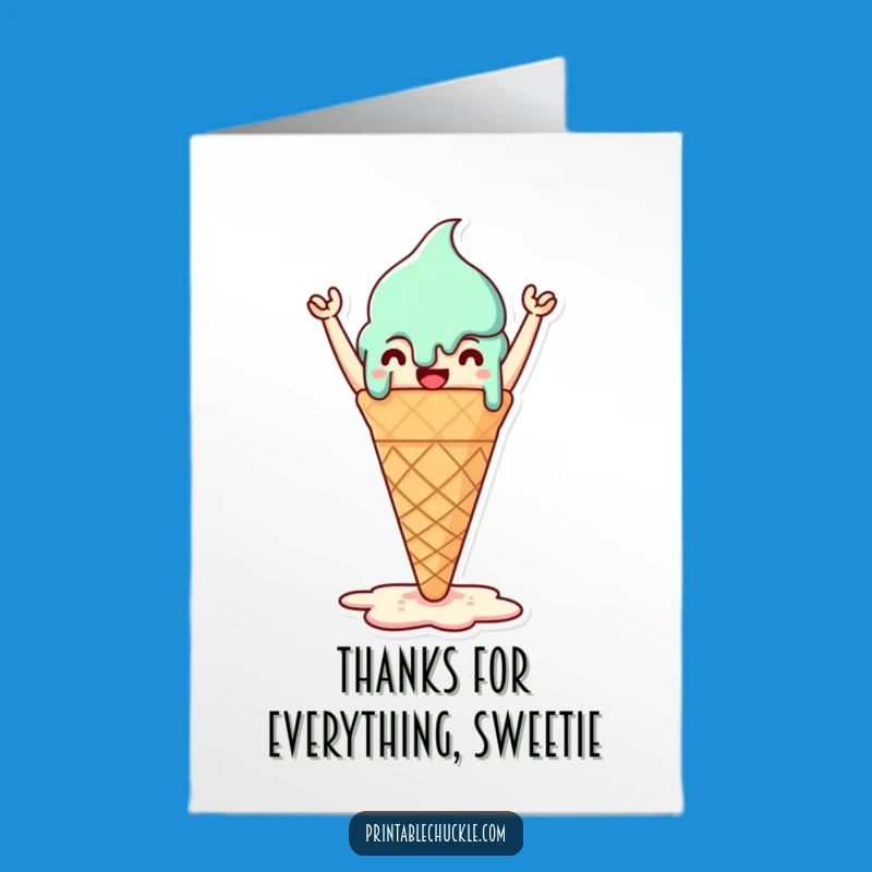 Free Printable Thank You Card: Melting Cone's Gratitude, Sweet Thanks, Print Today