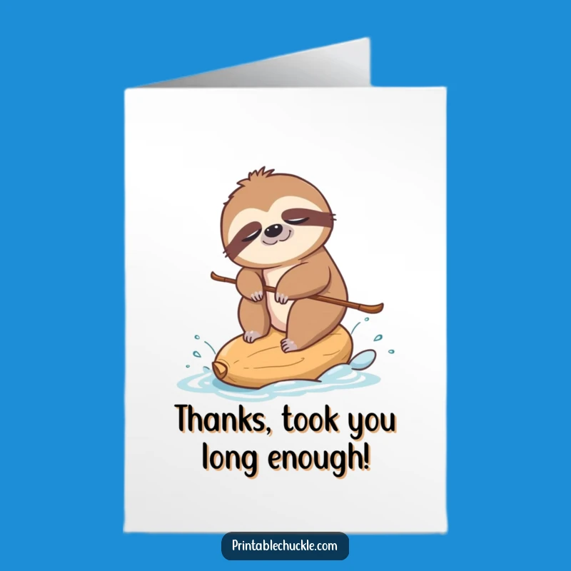 Free Printable Thank You Card: Sloth's Cashew Gratitude - Downloadable Thanks
