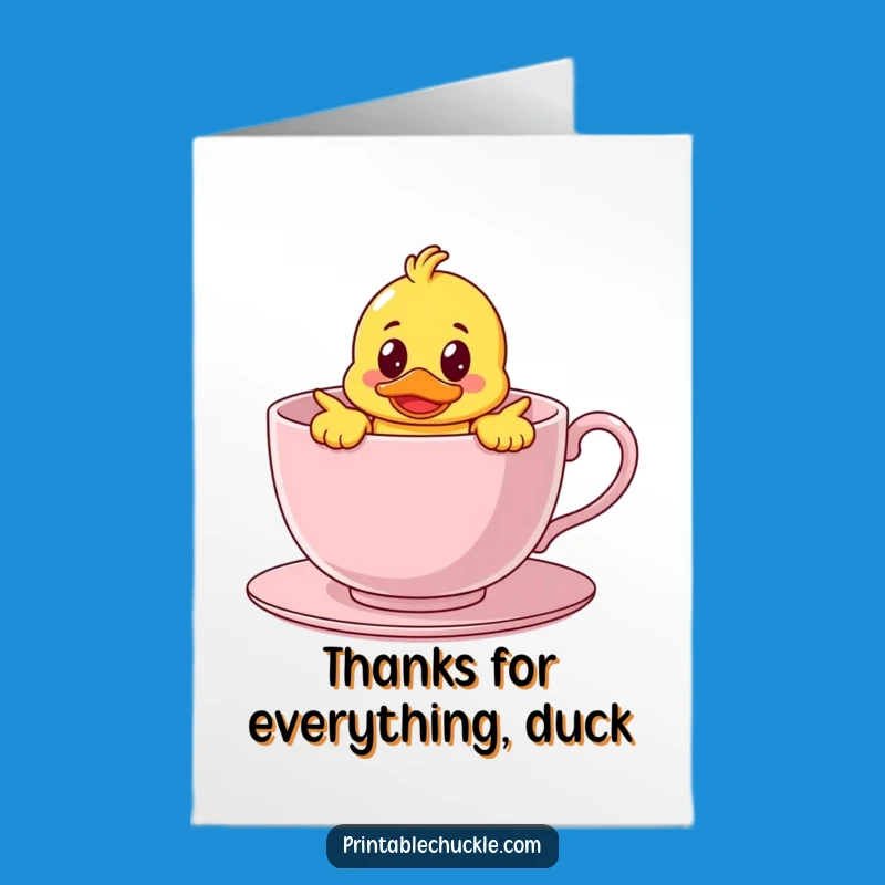 Free Printable Thank You Card: Duck's Teacup - Express Thanks with Humor