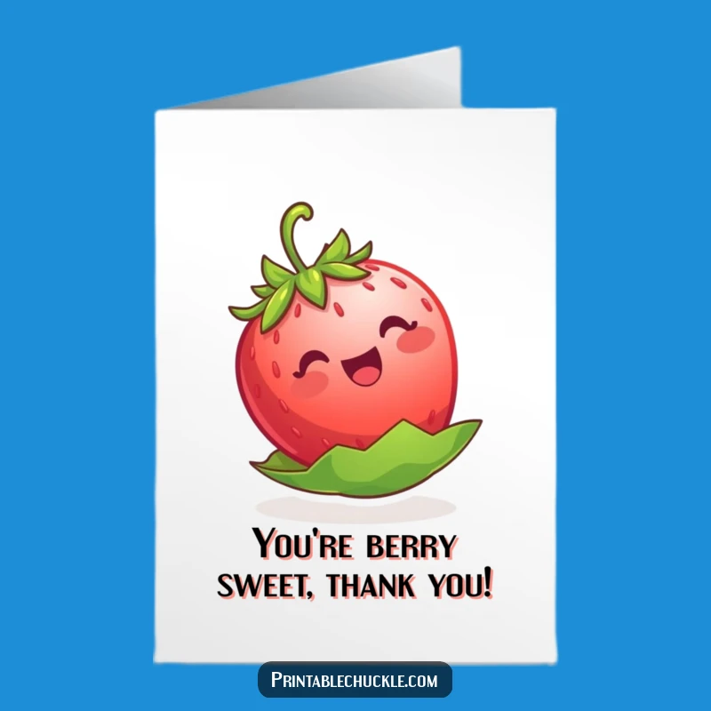 Free Printable Thank You Card: Charming Strawberry Floater For A Grateful Downloadable Gift