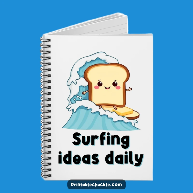 Funny Surfing Toast Notebook, Breakfast Ideas Funny Gift Journal