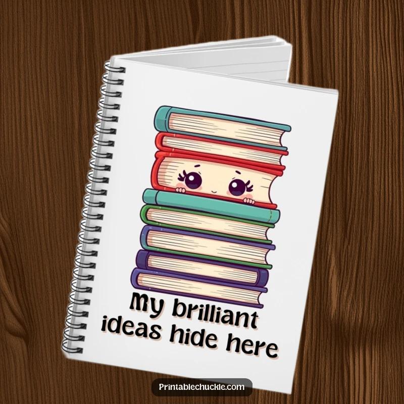 Funny notebook with a shy book design, its eyes peeking out, ready to record your brilliant ideas.