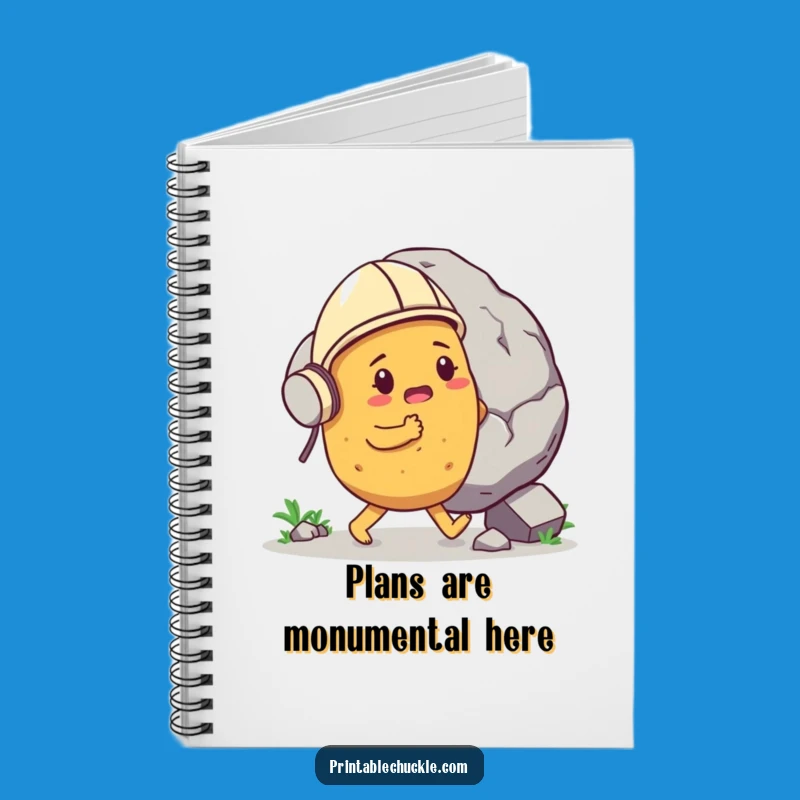 Funny Determined Potato Boulder Push Notebook - Jot Down Your Strivings