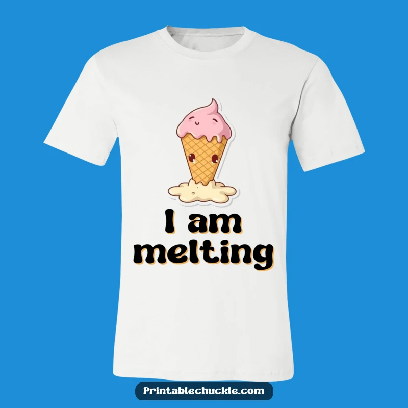 Funny Melting Ice Cream Cone T-Shirt - Dramatic Fall Graphic Tee, Great Funny Gift