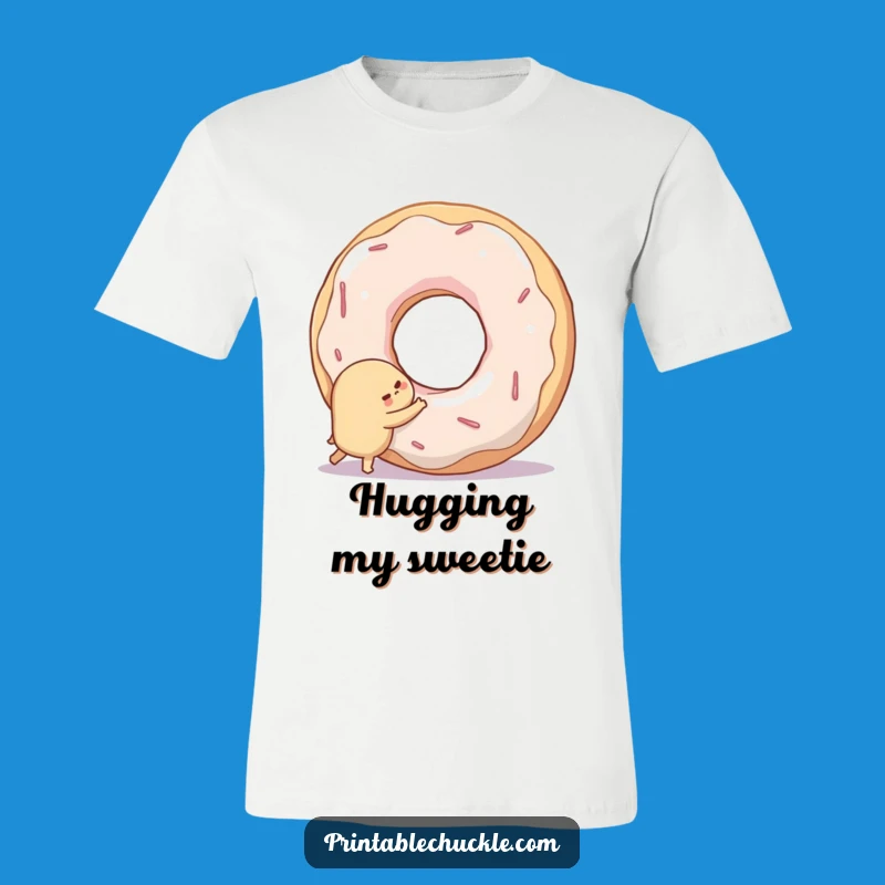 Funny Shy Donut Hugging Hole T-Shirt - Adorable Foodie Apparel
