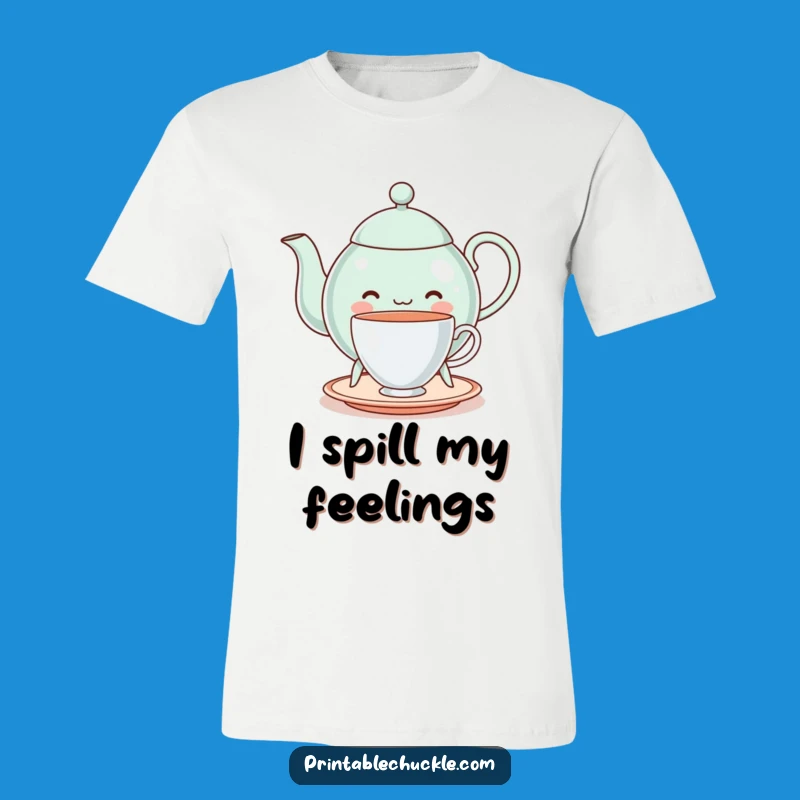 Funny Cheerful Teapot Balancing Teacup T-Shirt - Quirky Tea Apparel