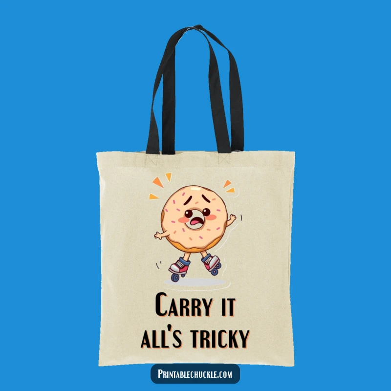 Funny Confused Donut Roller Skating Tote Bag - Carry Your Laughs!