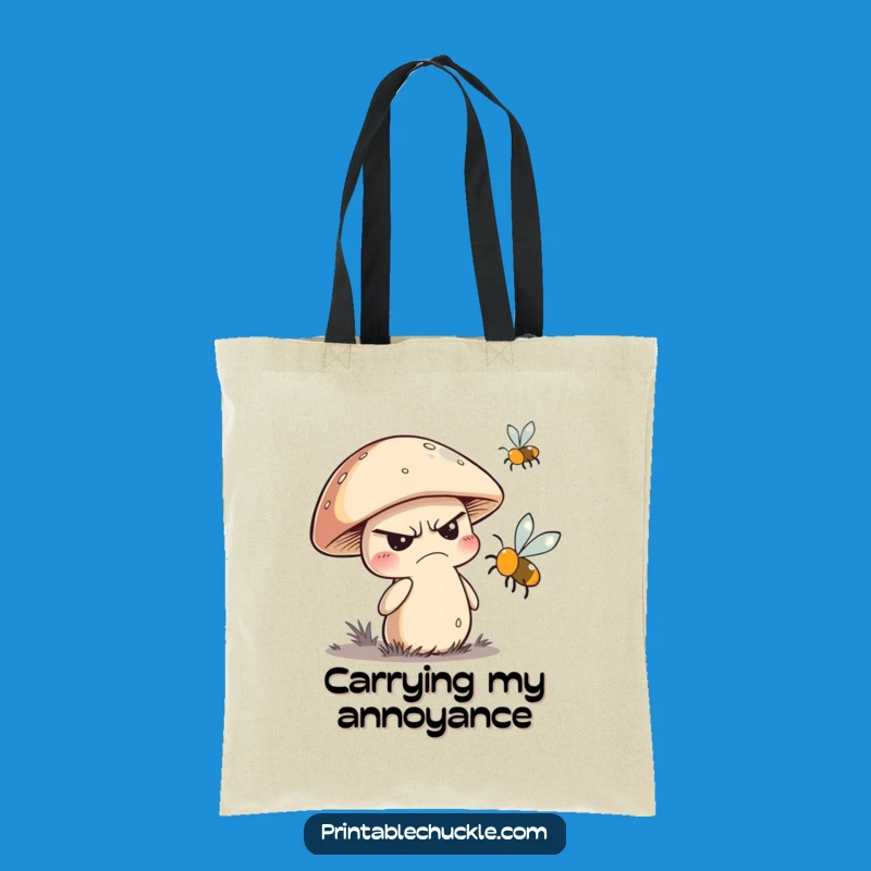 Funny Grumpy Mushroom Tote Bag: Carry Your Mood with Style