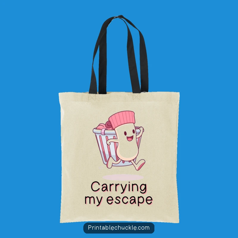 Funny Laundry Day Tote Bag: Sock Escape Artist Design