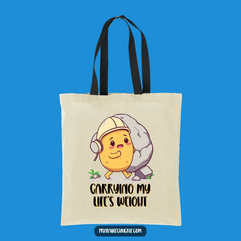 Funny Determined Potato Boulder Push Tote Bag - Carry Your Ambition