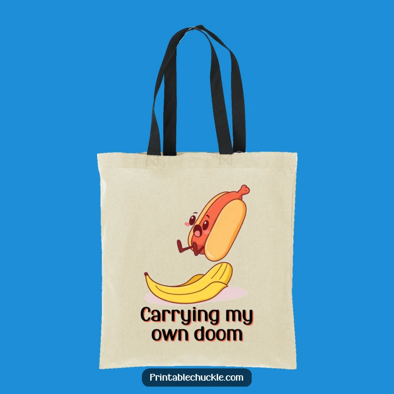 Funny Banana Peel Hot Dog Tote Bag: Carry Your Laughs