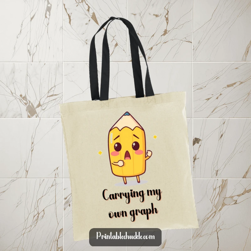 Funny Pencil Tote Bag: A pencil attempts to draw itself, a charming and functional accessory for artists.