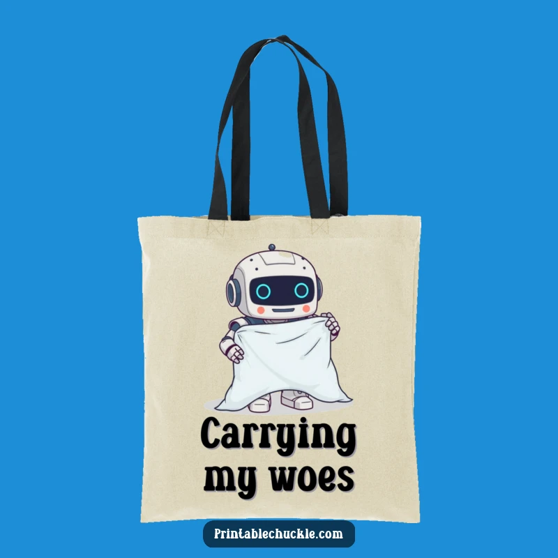 Funny Clumsy Robot Fitted Sheet Tote Bag - Chore Humor Accessory, Ideal Funny Gift