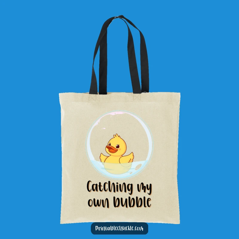 Funny Duck Bubble Tote Bag: Giggling Rider, Practical Funny Gift