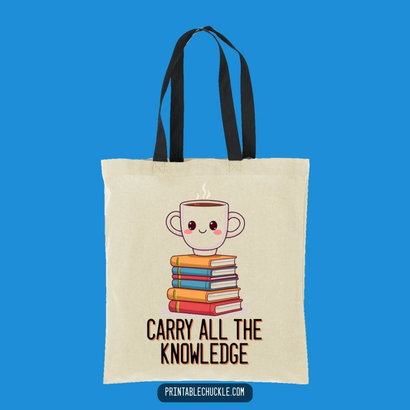 Funny Coffee Book Balance Tote Bag: Carry Your Books with a Smiling Cup, Humorous Gift