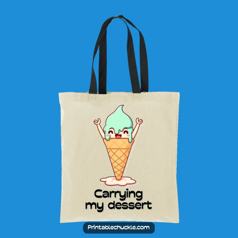 Funny Melted Ice Cream Cone Tote Bag - Carry Your Sweetness Everywhere!