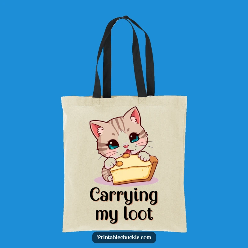 Funny Mischievous Cat Tote Bag, Dessert Heist Funny Gift Bag