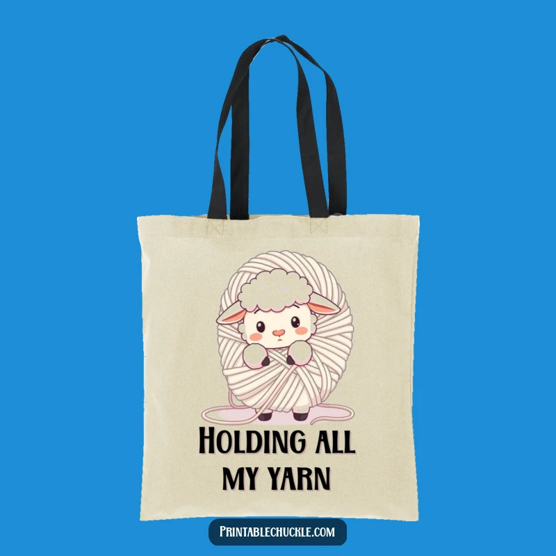 Funny Confused Sheep Yarn Tote Bag - Adorable Accessory Gift