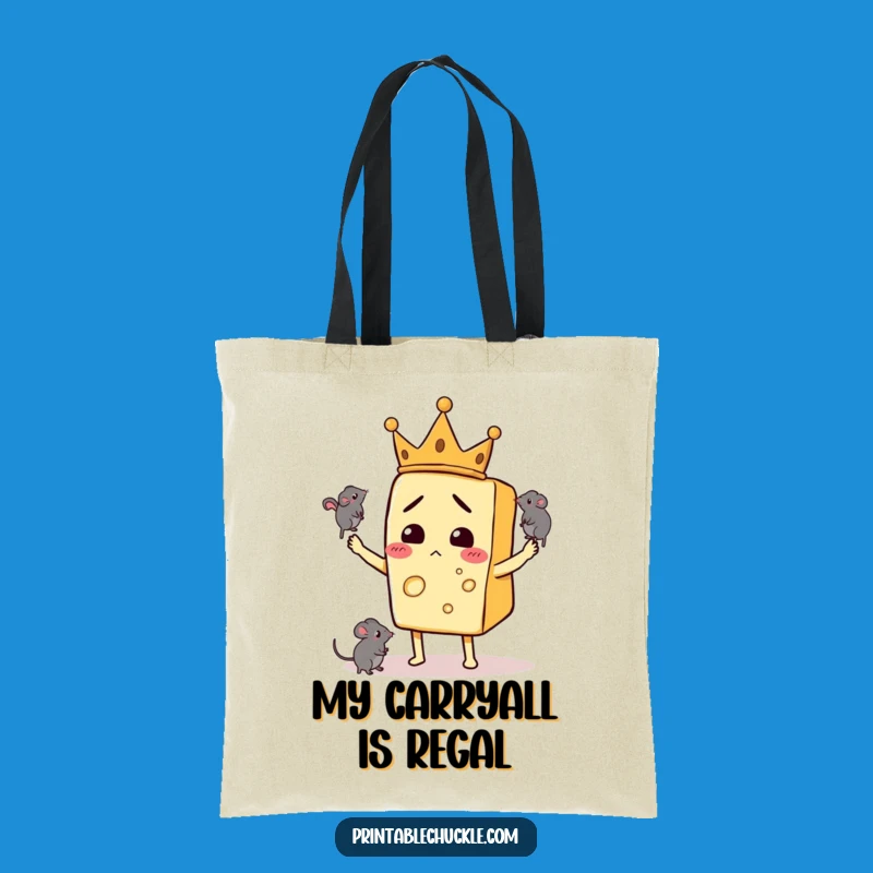 Funny Royalty Cheese Juggling Mice Tote Bag - Quirky Shopping Accessory