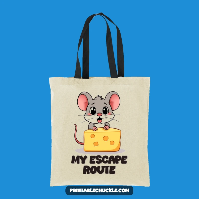 Funny Mouse Chasing Cheese Tote Bag: Carry the Chase, Perfect Gift