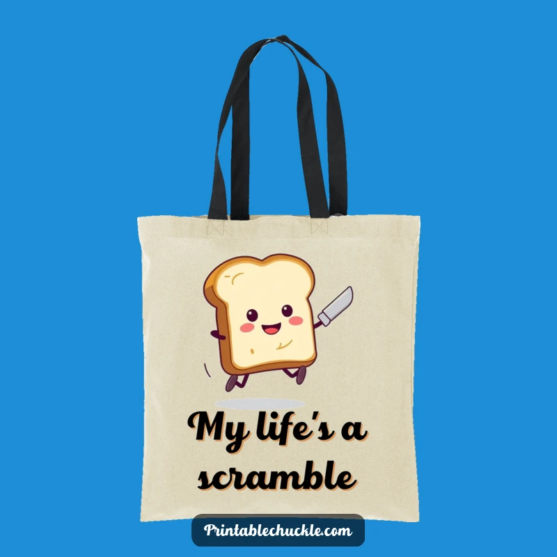 Funny Toast Running Butter Knife Tote Bag - Hilarious Breakfast Escape Carry-All, Perfect Funny Gift